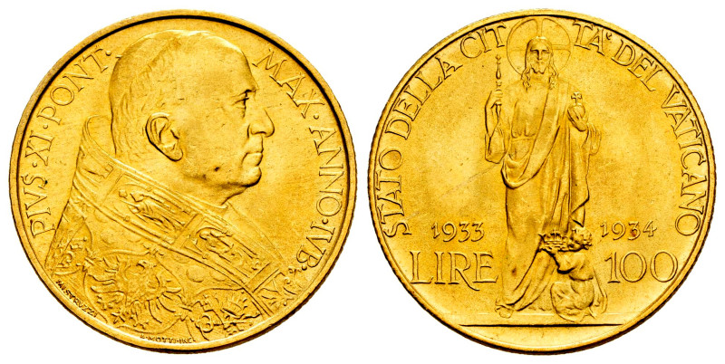Vatican. Pius XI. 100 lire. 1933-1934 (Anno IVB). Rome. (Km-19). (Fried-284). (P...