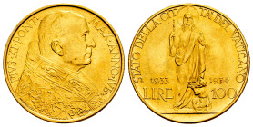 Vatican. Pius XI. 100 lire. 1933-1934 (Anno IVB). Rome. (Km-19). (Fried-284). (Pagani-614). Au. 8,80 g. Original luster. Almost MS. Est...600,00. 

...