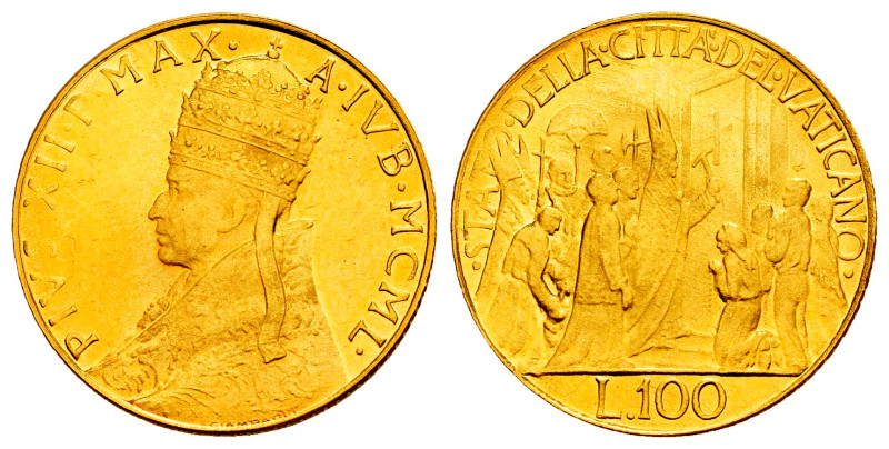 Vatican. Pius XII. 100 lire. 1950 (Anno IVB). Rome. (Km-48). (Fried-289). (Pagan...