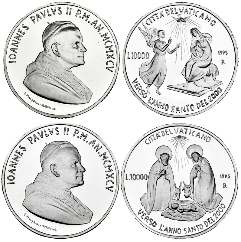 Vatican. Joannes Paulus II. 1995. R. Ag. 44,00 g. Set with 2 coins of 10.000 lir...
