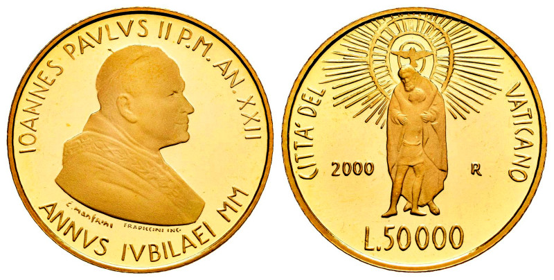 Vatican. Joannes Paulus II. 50.000 lire. 2000. R. (Km-320). (Fried-434). Au. 7,5...