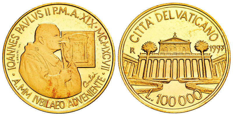 Vatican. Joannes Paulus II. 100.000 lire. 1997. R. (Km-289). (Fried-428). Au. 15...