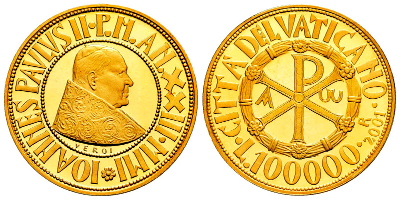 Vatican. Joannes Paulus II. 100.000 lire. 2001. R. (Km-391). (Fried-436). Au. 15...