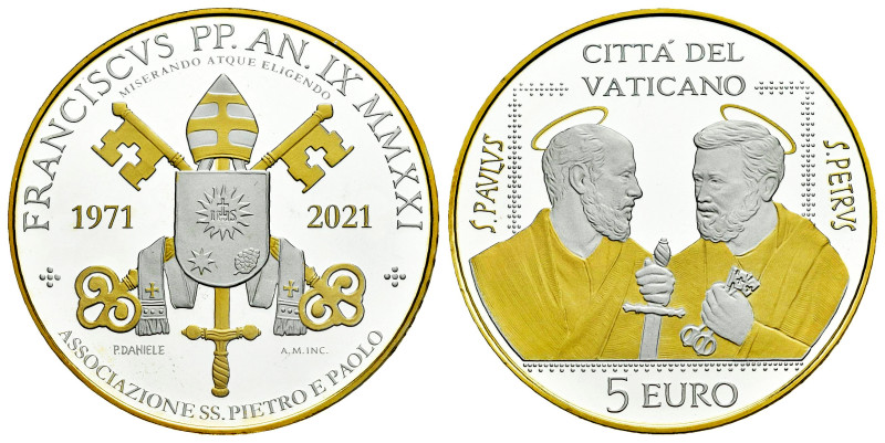 Vatican. Franciscus. 5 euros. 2021. R. Ag. 18,00 g. 50th Anniversary of the Asso...