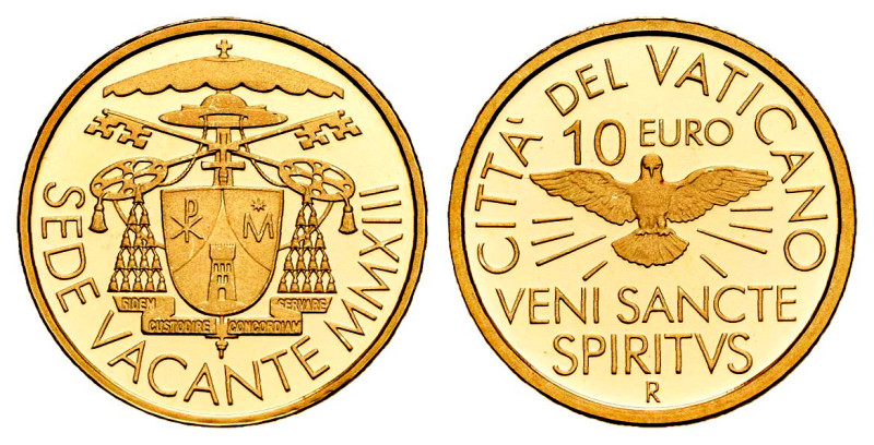 Vatican. Sede Vacante. 10 euros. 2013. R. (Km-443). (Fried-468). Au. 3,00 g. In ...