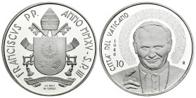 Vatican. Franciscus. 10 euros. 2015. R. Ag. 22,00 g. 10th Anniversary if the death if St. John Paul II. In case with certificate. PROOF. Est...25,00. ...