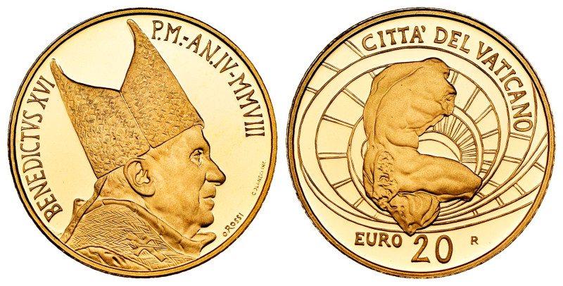 Vatican. Benedictus XVI. 20 euros. 2008. R. (Km-408). (Fried-452). Au. 6,00 g. I...