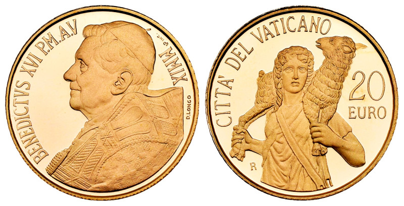 Vatican. Benedictus XVI. 20 euros. 2009. R. (Km-416). (Fried-455). Au. 6,00 g. I...