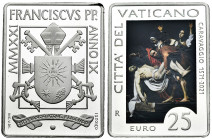 Vatican. Franciscus. 25 euros. 2021. R. Ag. 35,00 g. 450th Anniversary of the brith of Caravaggio. In case with certificate. PROOF. Est...30,00. 

S...