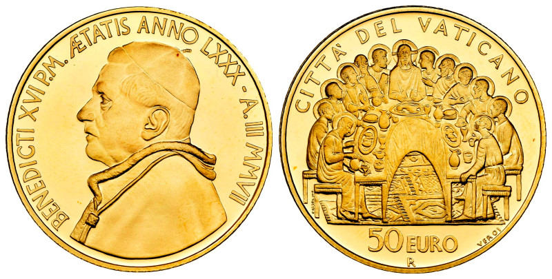 Vatican. Benedictus XVI. 50 euro. 2007. R. (Km-403). (Fried-448). Au. 15,00 g. I...