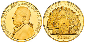 Vatican. Benedictus XVI. 50 euro. 2007. R. (Km-403). (Fried-448). Au. 15,00 g. In a box and with offical certificate. Mintage: 3.424. PROOF. Est...750...