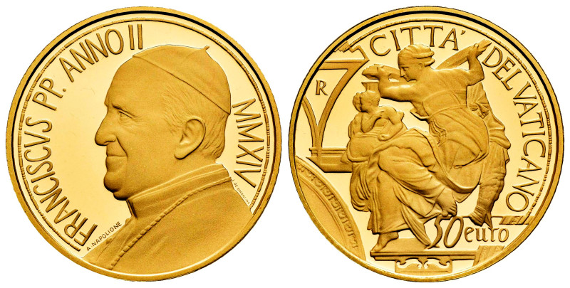 Vatican. Franciscus. 50 euro. 2014. R. Au. 15,00 g. In a box and with offical ce...