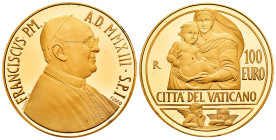 Vatican. Franciscus. 100 euros. 2013. R. Au. 30,00 g. In a box and with offical certificate. Mintage: 999. Rare. PROOF. Est...2500,00. 

Spanish Des...