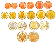 Vatican. Benedictus XVI. Set of 9 proofs from 2013. From 1 cent to 2 euro + 50 euro gold coin "200th anniversary of Richard Wagner" (Fr. 471, 15 g). M...