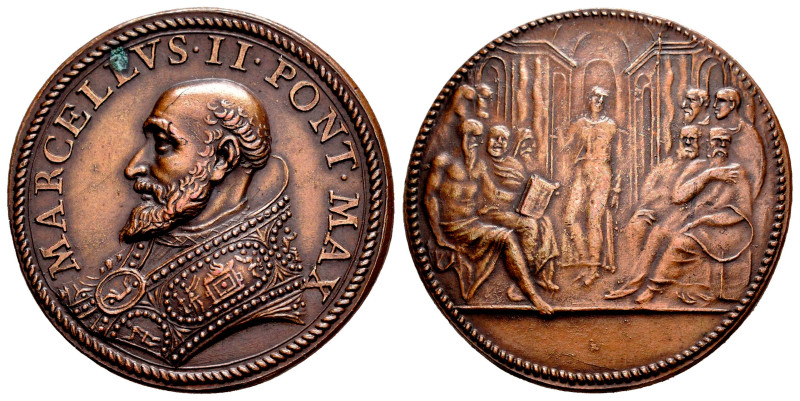 Vatican. Marcellus II. Medal. 1555. (Spink-564). Ae. 14,41 g. 31 mm. Reacuñación...