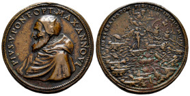 Vatican. Pius VI. Medal. 1571. (Börner 520). Anv.: PIVS.V.PONT.OPT.MAX-ANNO.VI. Bust of Pius V to left, wearing close-fitting cap and cape with a hood...