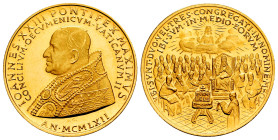 Vatican. Joannes XXIII. Medal. 1962. Rome. Au. 10,46 g. Second Vatican Council. By Giampaoli. 26 mm. Minor marks. PROOF. Est...500,00. 

Spanish Des...