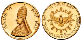 Vatican. Paulus VI. Medal. 1963-1978. Au. 5,01 g. (.750). Hairlines. 20 mm. PROOF. Est...150,00. 

Spanish Description: Vaticano. Pablo VI. Medalla....