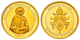 Vatican. Benedictus XVI. Medal. 2007. Au. 3,54 g. 21 mm. PROOF. Est...200,00. 

Spanish Description: Vaticano. Benedicto XVI. Medalla. 2007. Au. 3,5...