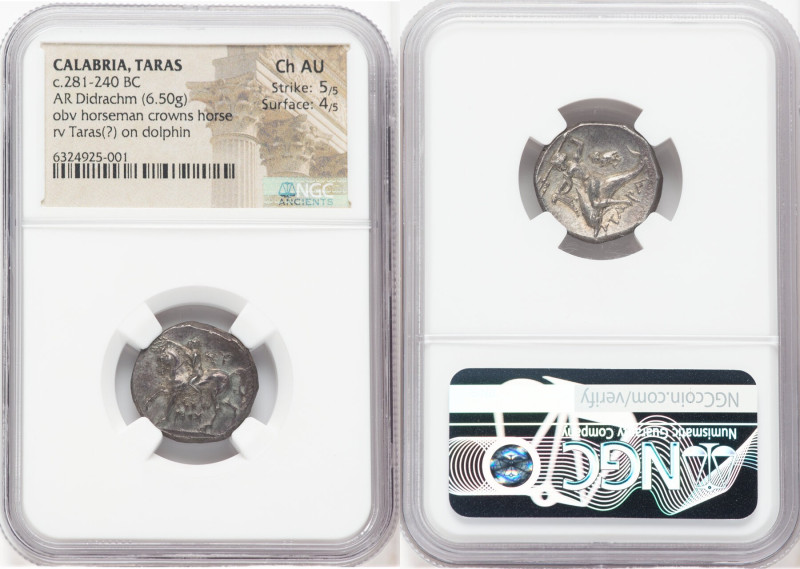 CALABRIA. Tarentum. Ca. 281-240 BC. AR stater or didrachm (19mm, 6.50 gm, 4h). N...