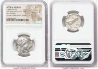 ATTICA. Athens. Ca. 440-404 BC. AR tetradrachm (23mm, 17.12 gm, 7h). NGC XF 5/5 - 3/5. Mid-mass coinage issue. Head of Athena right, wearing earring, ...