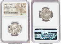 ATTICA. Athens. Ca. 440-404 BC. AR tetradrachm (24mm, 17.10 gm, 7h). NGC Choice VF 5/5 - 4/5. Mid-mass coinage issue. Head of Athena right, wearing ea...