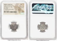 CRETE. Gortyna. Ca. early-1st century BC. AR drachm (16mm, 3.12 gm, 11h). NGC XF 4/5 - 4/5. Laureate head of Zeus or Minos right; A below neck / ΓOP-T...