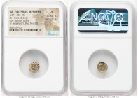 LESBOS. Mytilene. Ca. 377-326 BC. EL sixth-stater or hecte (10mm, 2.53 gm, 11h). NGC VF 3/5 - 4/5. Laureate head of Apollo right; coiled serpent right...