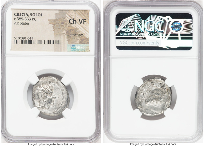 CILICIA. Soloi. Ca. 385-350 BC. AR stater (24mm, 2h). NGC Choice VF, die shift. ...