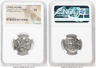 CYPRUS. Salamis. Evagoras I (ca. 411-374/3 BC). AR stater or didrachm (23mm, 12h). NGC VF. E u va ko ro (Cypriot on right), bearded head of Heracles r...