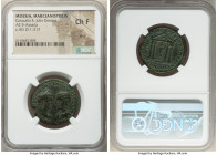 MOESIA. Marcianopolis. Caracalla (AD 198-217) with Julia Domna. AE pentassarion (27mm, 7h). NGC Choice Fine, scuff. Quintillus, as magistrate. ANTΩNIN...