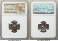 Julius Caesar, as Dictator (49-44 BC). AR denarius (18mm, 4.13 gm, 2h). NGC XF 5/5 - 3/5, bankers mark. North Africa (Utica?), ca. 46 BC. COS•TERT-DIC...