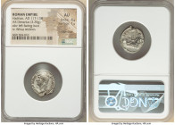 Hadrian (AD 117-138). AR denarius (19mm, 3.25 gm, 6h). NGC AU 4/5 - 1/5, edge chips. Rome, ca. AD 130-133. HADRIANVS-AVG COS III P P, bare head of Had...