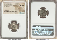 Antoninus Pius, as Augustus (AD 138-161). AR denarius (17mm, 7h). NGC Choice XF. Rome, AD 140-143. ANTONINVS AVG PI-VS P P TR P COS III, laureate head...