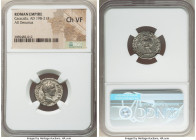 Caracalla, as Augustus (AD 198-217). AR denarius (18mm, 6h). NGC Choice VF. Rome, AD 208. ANTONINVS-PIVS AVG, laureate head of Caracalla right / PONTI...