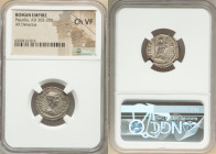 Plautilla (AD 202-205). AR denarius (19mm, 6h). NGC Choice VF. Rome. PLAVTILLA-AVGVSTA, draped bust of Plautilla right, seen from front, hair firmly w...