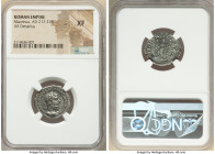 Macrinus (AD 217-218). AR denarius (21mm, 6h). NGC XF. Rome. IMP C M OPEL SEV MACRINVS AVG, laureate, cuirassed bust of Macrinus right, seen from fron...