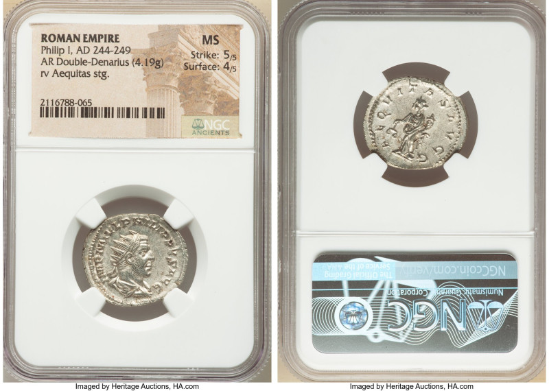 Philip I (AD 244-249). AR antoninianus (23mm, 4.19 gm, 7h). NGC MS 5/5 - 4/5. Ro...