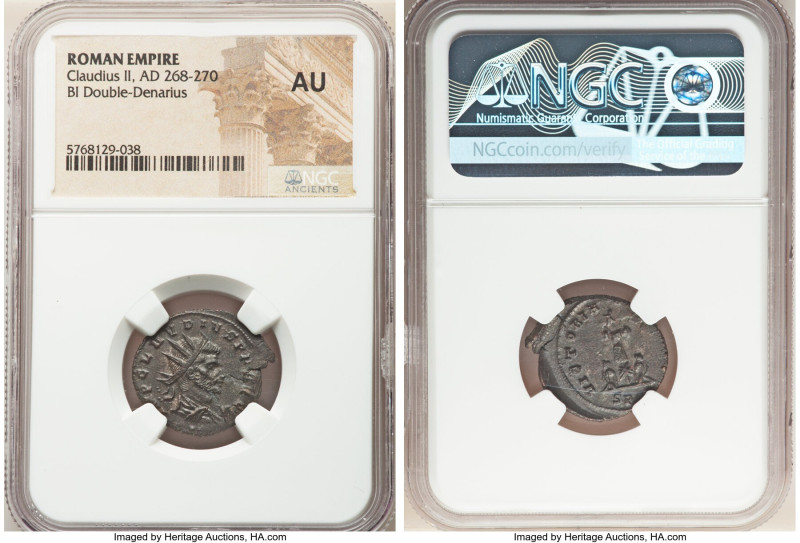 Claudius II (AD 268-270). BI antoninianus (22mm, 11h). NGC AU. Cyzicus. IMP CLAV...