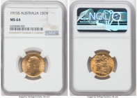 George V gold Sovereign 1915-S MS64 NGC, Sydney mint, KM29, S-4003. Lustrous with olive tinted butterscotch tone. 

HID09801242017

© 2022 Heritage Au...
