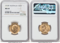 George V gold Sovereign 1918-P MS64 NGC, Perth mint, KM29, S-4001. Harvest golden color with olive tone. 

HID09801242017

© 2022 Heritage Auctions | ...