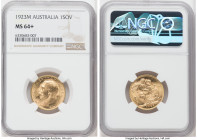 George V gold Sovereign 1923-M MS64+ NGC, Melbourne mint, KM29, S-3999. Mint bloom luster on satin surface. 

HID09801242017

© 2022 Heritage Auctions...