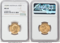 George V gold Sovereign 1924-M MS64 NGC, Melbourne mint, KM29, S-3999. 

HID09801242017

© 2022 Heritage Auctions | All Rights Reserved