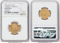 Leopold I gold 20 Francs 1865 AU Details (Cleaned) NGC, Brussels mint, KM23, Fr-411. Position B, "L. WIENER" variety. 

HID09801242017

© 2022 Heritag...