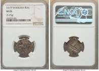Philip III Cob Real 1617 P-M VF25 NGC, Potosi mint, KM7, Cal-507, 3.27gm. The first dated Real from the Potosi mint offered here with a full date, den...