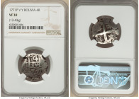 Philip V Cob 4 Reales 1771 P-V/Y VF30 NGC, Potosi mint, KM44, Cal-916, 13.43gm. Usually scarcer than the 8 Reales denomination, the present offering e...
