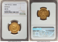 Republic gold 10000 Reis 1889 AU55 NGC, Rio de Janeiro mint, KM496, Fr-125. 

HID09801242017

© 2022 Heritage Auctions | All Rights Reserved