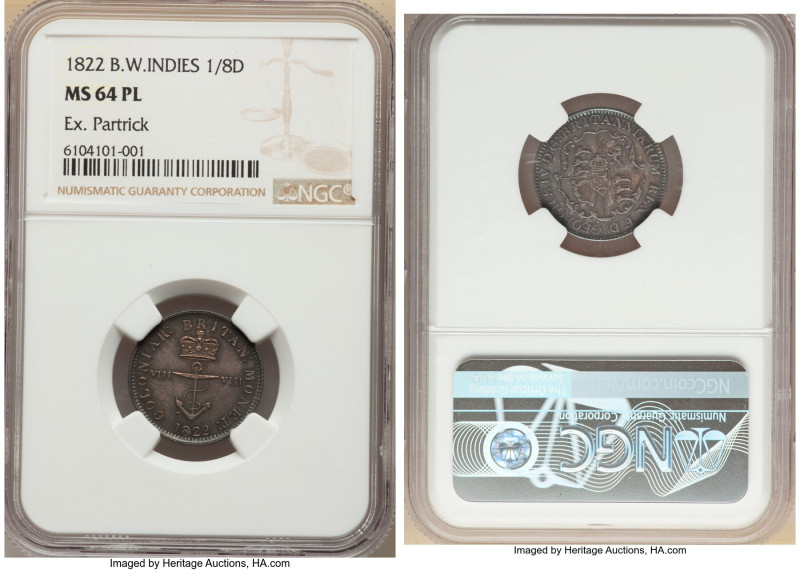 George IV "Anchor Money" 1/8 Dollar 1822 MS64 Prooflike NGC, KM2, Br-859, NC-1C2...