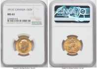 George V gold Sovereign 1911-C MS63 NGC, Ottawa mint, KM20, S-3997. 

HID09801242017

© 2022 Heritage Auctions | All Rights Reserved