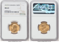 George V gold Sovereign 1917-C MS63 NGC, Ottawa mint, KM20, S-3997. 

HID09801242017

© 2022 Heritage Auctions | All Rights Reserved